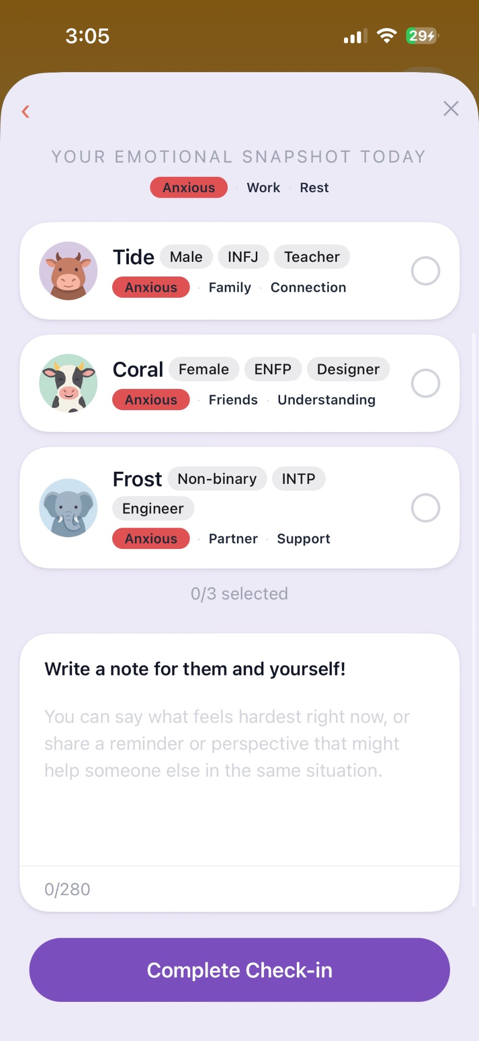 Emoti anonymous match screen